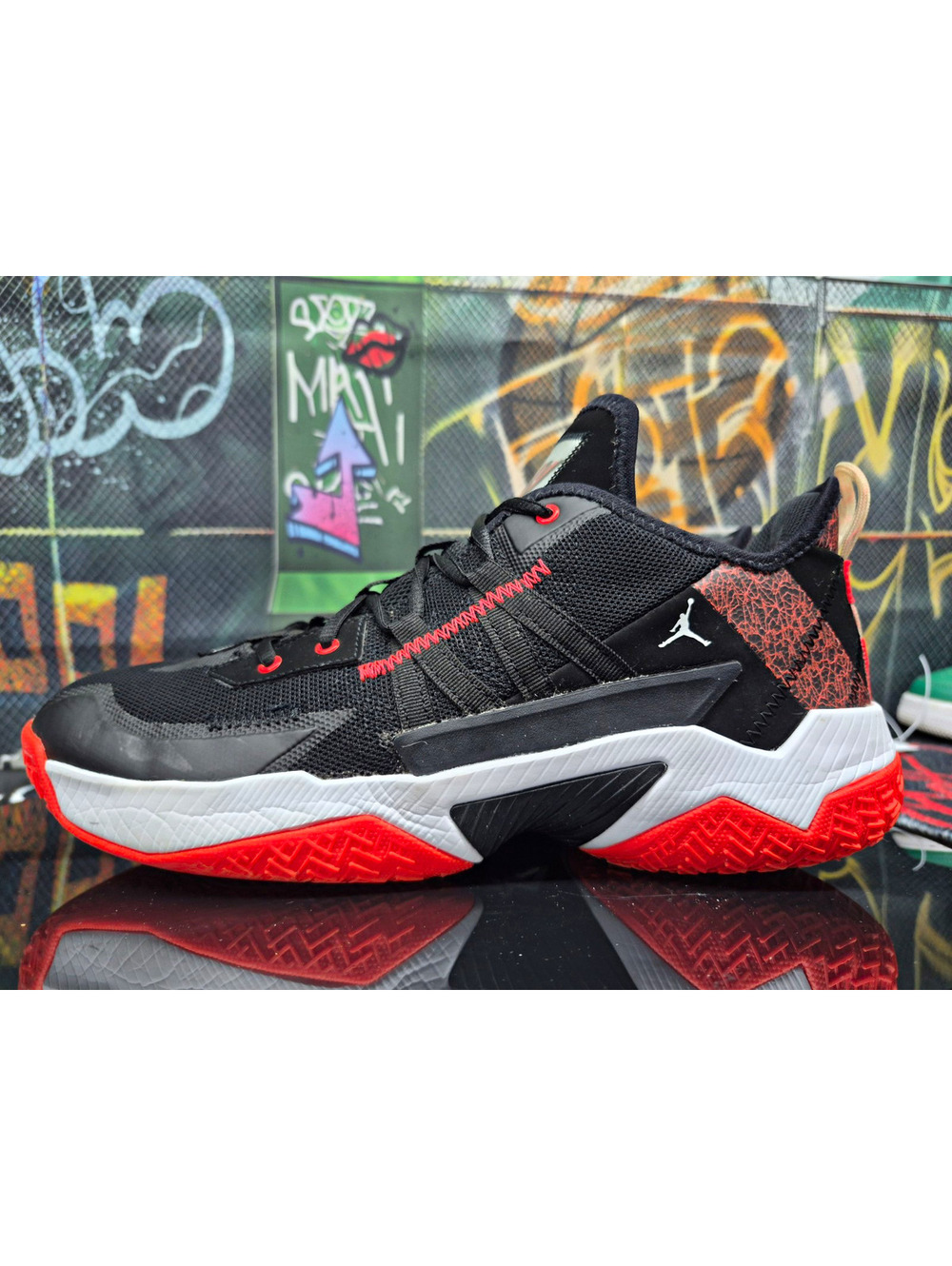 Jordan One Take 2 Low Top Men's size 11M Black/Bright Crimson/White  CW2457-006